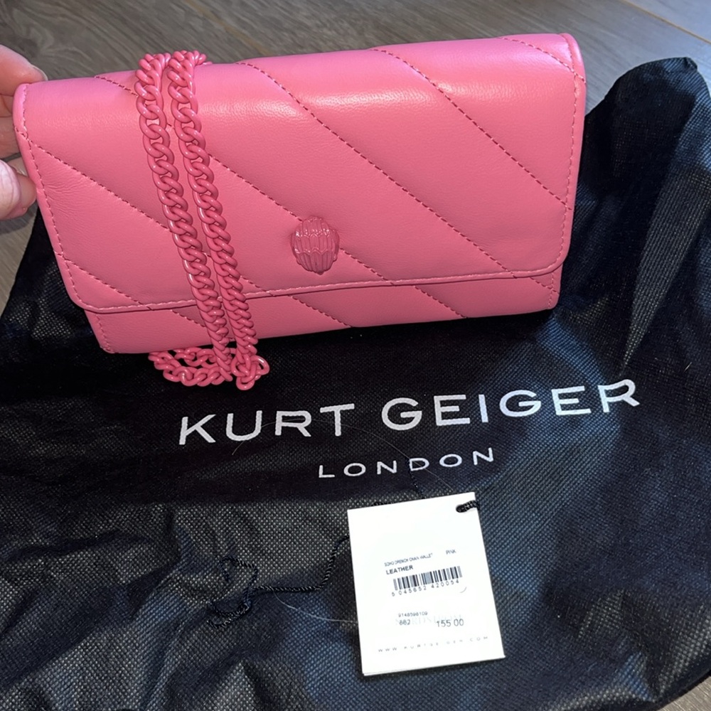 Kurt Geiger London Hot Pink Leather Soho Drench chain wallet Bag
